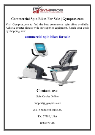 Commercial Spin Bikes For Sale  Gympros.com