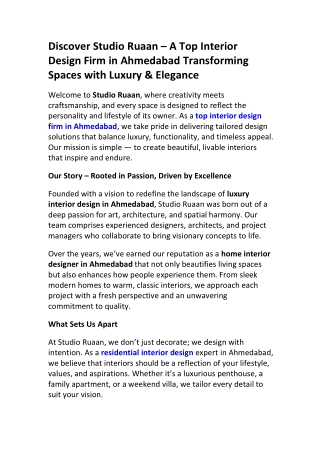 About Studio Ruaan – Luxury Interior Design Ahmedabad Experts