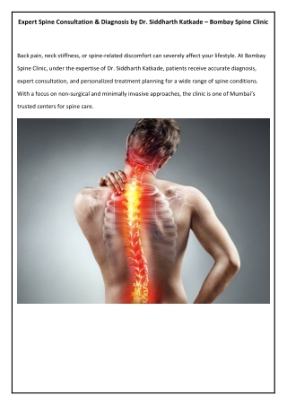 Expert Spine Consultation- Dr. Siddharth Katkade