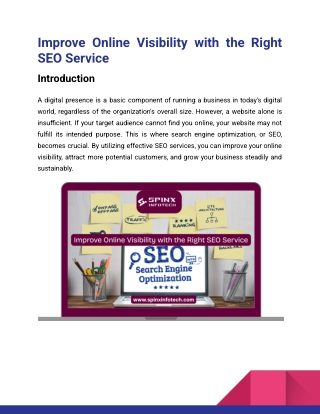 Improve Online Visibility with the Right SEO Service_Spinx Infotech