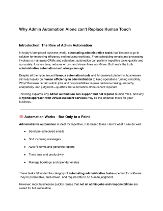 Why Admin Automation Alone can’t Replace Human Touch