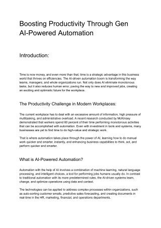 Boosting Productivity Through Gen AI-Powered Automation
