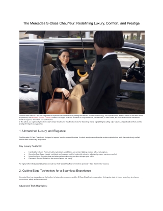 The Mercedes S-Class Chauffeur_ Redefining Luxury, Comfort, and Prestige