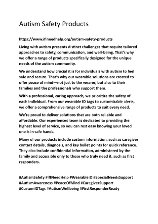 Autism Safety Products