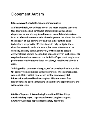 Elopement Autism