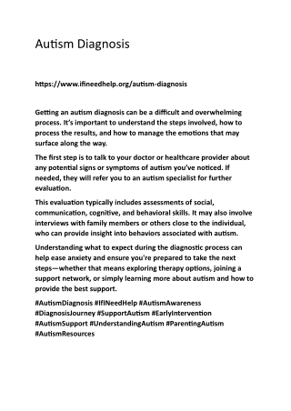 Autism Diagnosis