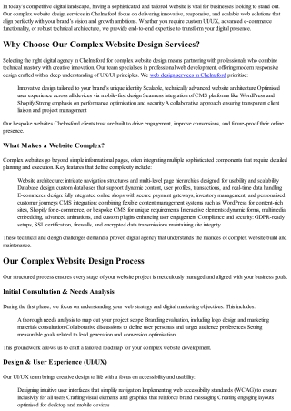 Complex Website Design Chelmsford – Bespoke Digital Solutions for Your Business