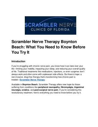 Scrambler Nerve Therapy Boynton Beach: What You Need to Know Before You Try It