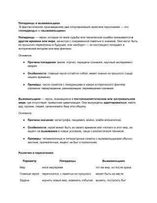 Попаданцы и выживальщики