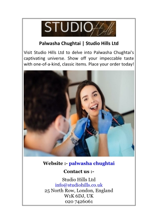 Palwasha Chughtai Studio Hills Ltd