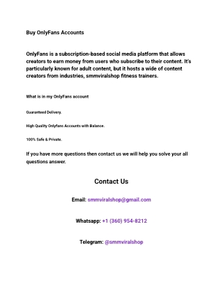 Buy OnlyFans Accounts