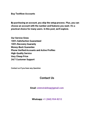 Buy TextNow Accounts