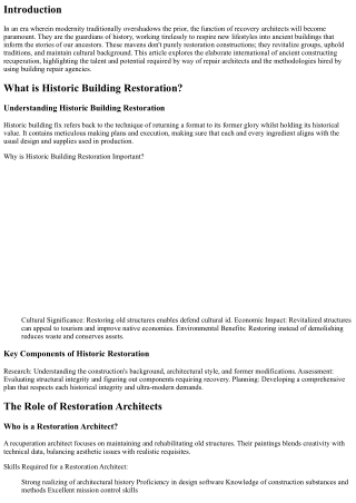 From Ruins to Renaissance: How Restoration Architects Breathe New Life into Hist
