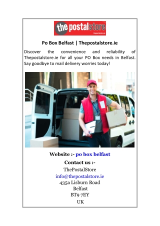 Po Box Belfast Thepostalstore.ie