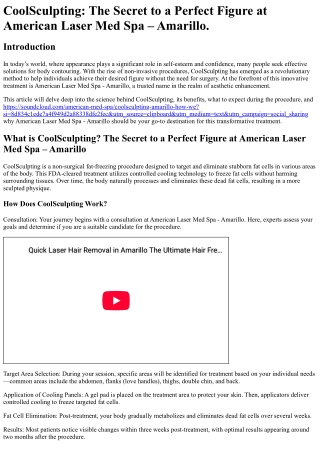 CoolSculpting The Secret to a Perfect Figure at American Laser Med Spa – Amarill
