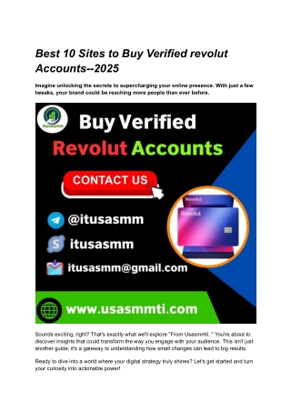 Best 10 Sites to Buy Verified revolut Accounts--2025