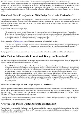 Can I Get a Free Quote for Web Design in Chelmsford in 2025?