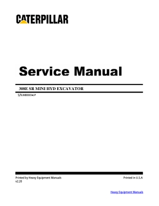 caterpillar 308E SR mini hyd excavator service manual