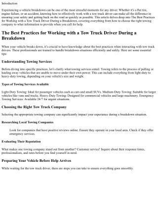 The Best Practices for Working with a Tow Truck Driver During a Breakdown