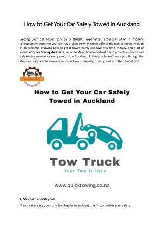 How to Get Your Car Safely Towed in Auckland