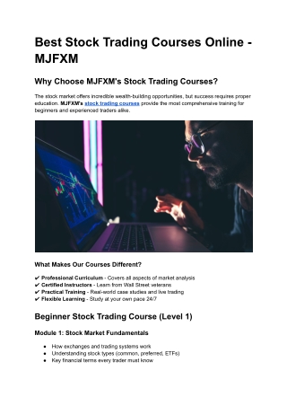 Best Stock Trading Courses Online - MJFXM