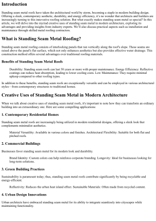 Creative Uses of Standing Seam Metal in Modern Architecture