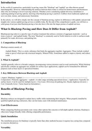 What Is Blacktop Paving and How Does It Differ from Asphalt?
