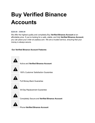 Buy Verified Binance Accounts at the Top Side of the Crypto World