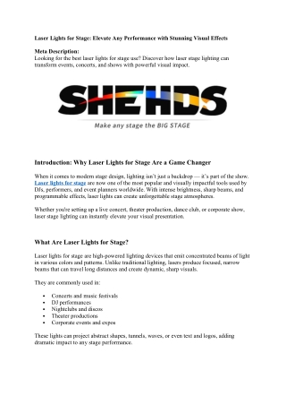 Professional Stage Lighting | Make any stage the BIG STAGE – Shehds