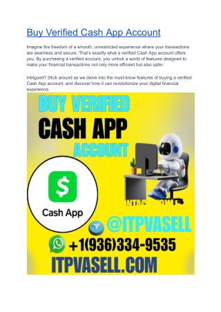 How top best 01 usa Buy Verified Cash App Account