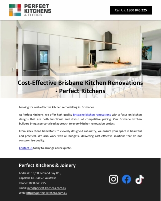 Cost-Effective Brisbane Kitchen Renovations - Perfect Kitchens