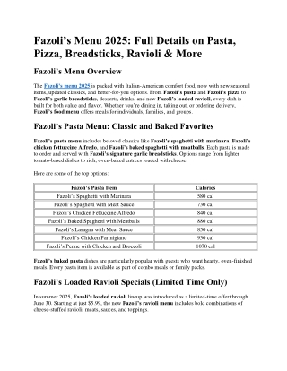 Fazoli's Menu