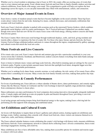 Events Happening in Essex - Festivals, Concerts &amp; More in 2025