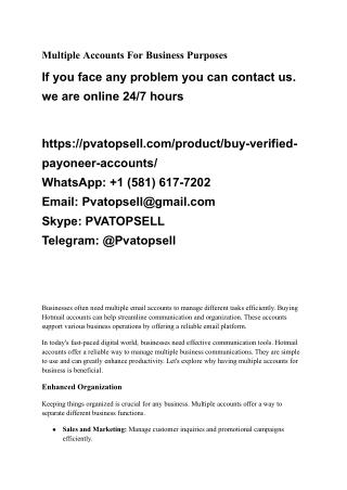 Multiple Accounts For Business Purposes