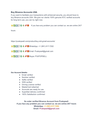 Buy Binance Accounts USA