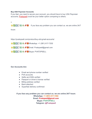 Buy USA Payoneer Accounts