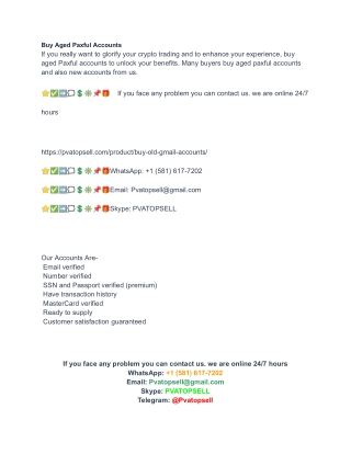 Buy Aged Paxful Accounts