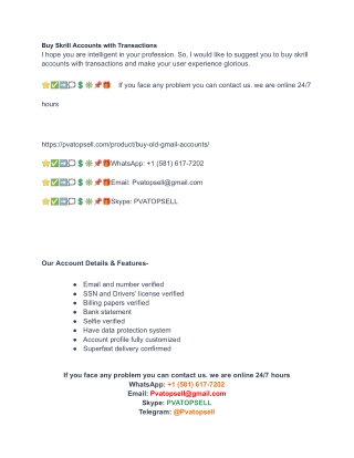 Buy Skrill Accounts with Transactions