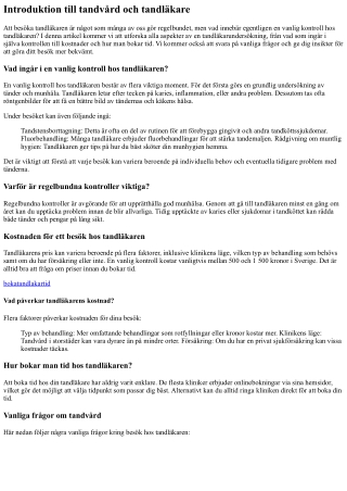 “Vad ingår i en vanlig kontroll hos tandläkaren?”