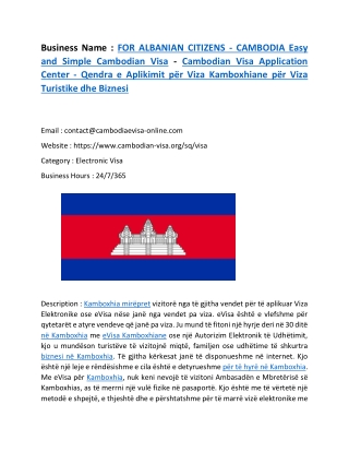 : FOR ALBANIAN CITIZENS - CAMBODIA Easy and Simple Cambodian Visa