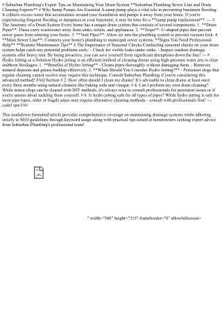 Suburban Plumbing's Expert Tips on Maintaining Your Drain System