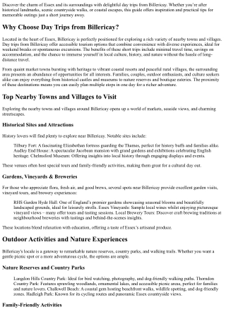 Day Trips from Billericay - Explore Nearby Towns &amp; Villages