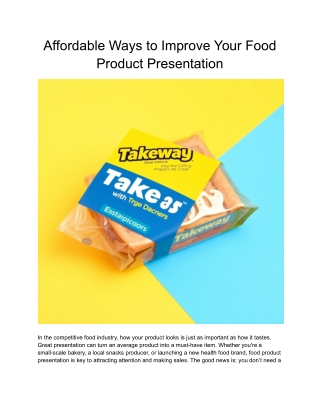 Affordable Ways to Improve Your Food Product Presentation