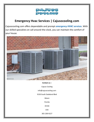 Emergency Hvac Services  Cajusocooling