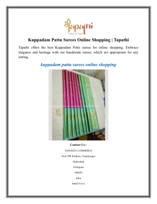 Kuppadam Pattu Sarees Online Shopping Tapathi
