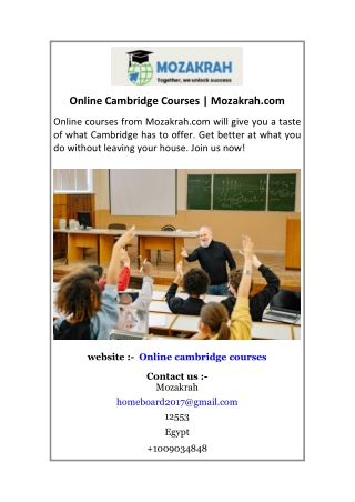 Online Cambridge Courses Mozakrah.com