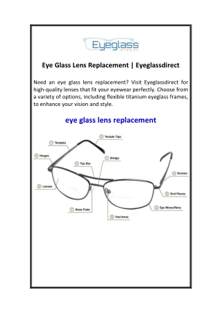 Eye Glass Lens Replacement  Eyeglassdirect