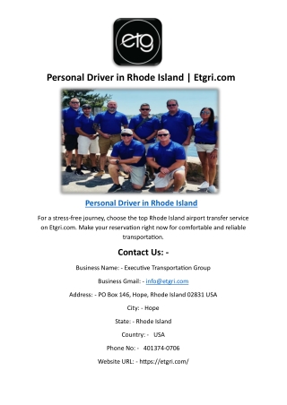 Personal Driver in Rhode Island