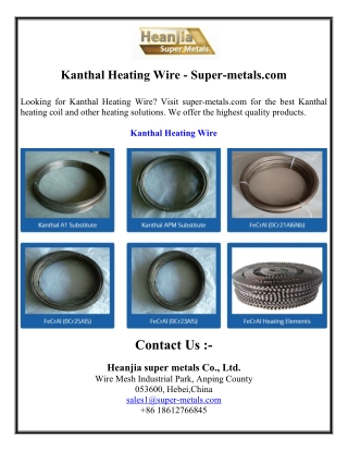 Kanthal Heating Wire - Super-metals.com