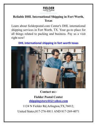 Reliable DHL International Shipping in Fort Worth, Texas